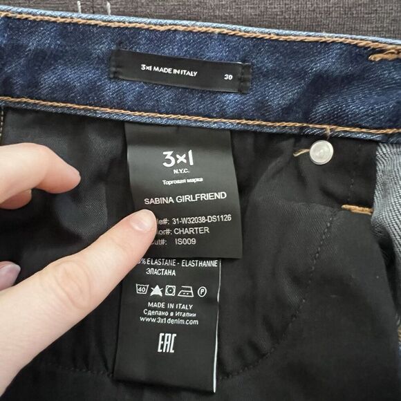 3X1 SABINA GIRLFRIEND JEANS SIZE 30 MID RISE CROPPED BOYFRIEND FIT NEW WITH TAGS - Picture 12 of 15